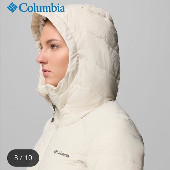 Columbia Women's Joy Peak ll Mid Cream Hooded Puffer Jacket in Medium NWT - Picture 8 of 16